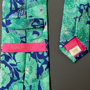 Lilly Pulitzer Teal and Navy Floral Tie